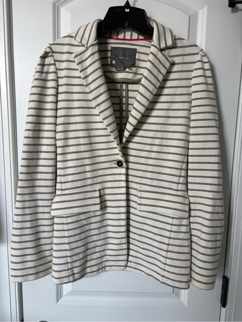 Anthropologie Striped Cream and Gray Women’s Blazer Jacket XS